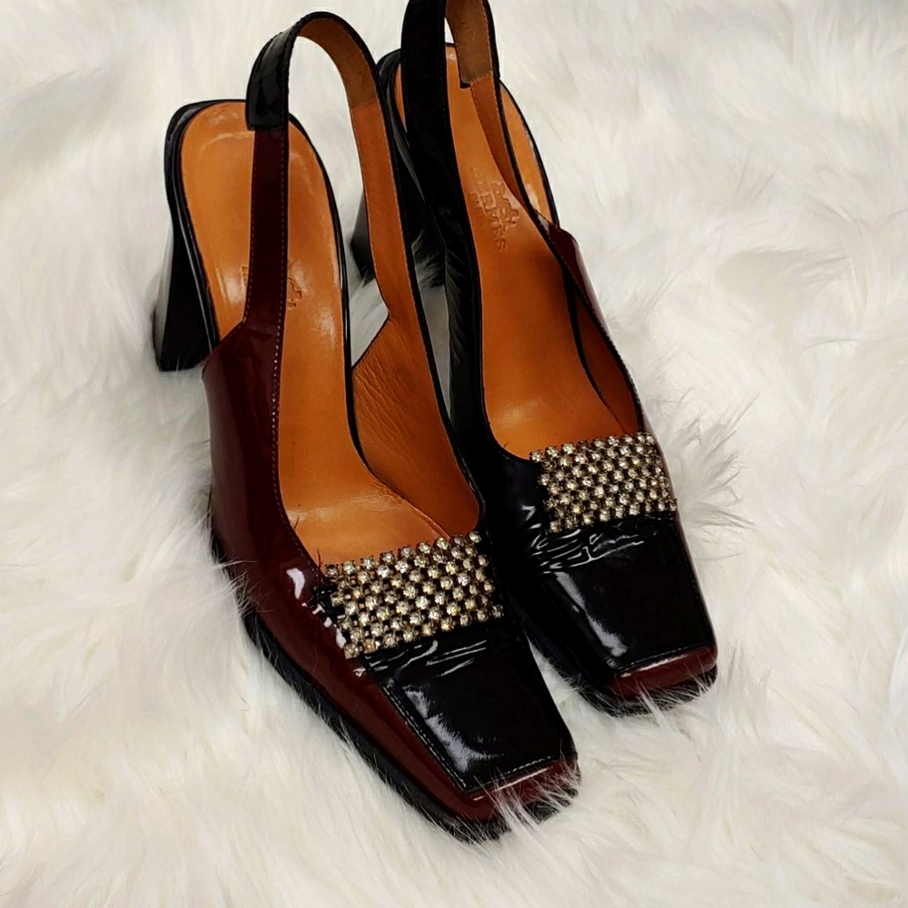 Hermes square toe pumps 37